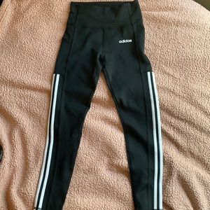 Adidas Black Leggings with White Stripes